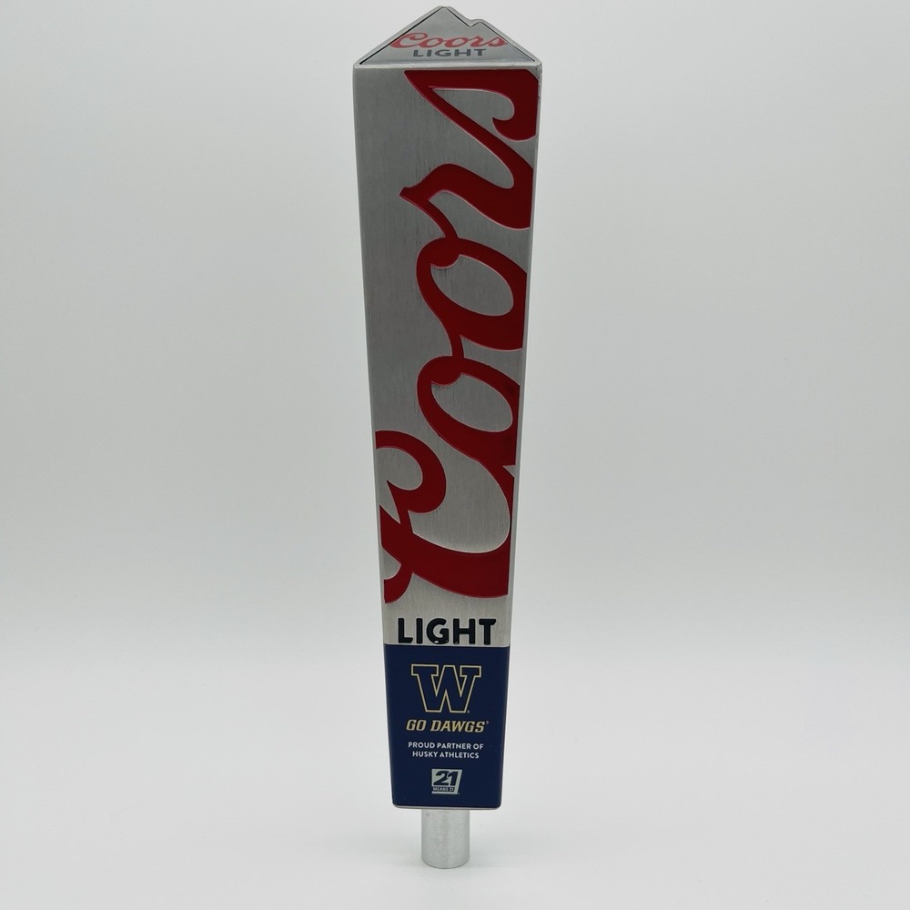 Coors Light Beer Tap Handle Aluminum 12" Washington Huskies, DAWGS Purple & Gold